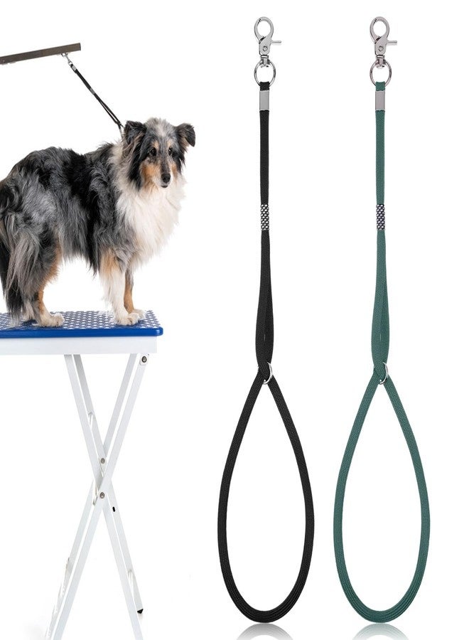 Eldraqth Pet Dog Grooming Loop, 2 Pcs Adjustable Nylon Restraint Noose Fixed Dogs Cat Safety Tether Straps Standard Dog Leashes for Pet Grooming Table Bathtub (Black, Green) - Image 1